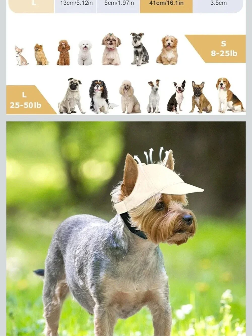 Premium Adjustable Dog Sun Visor Baseball Cap with Ear Holes and Chin Strap
